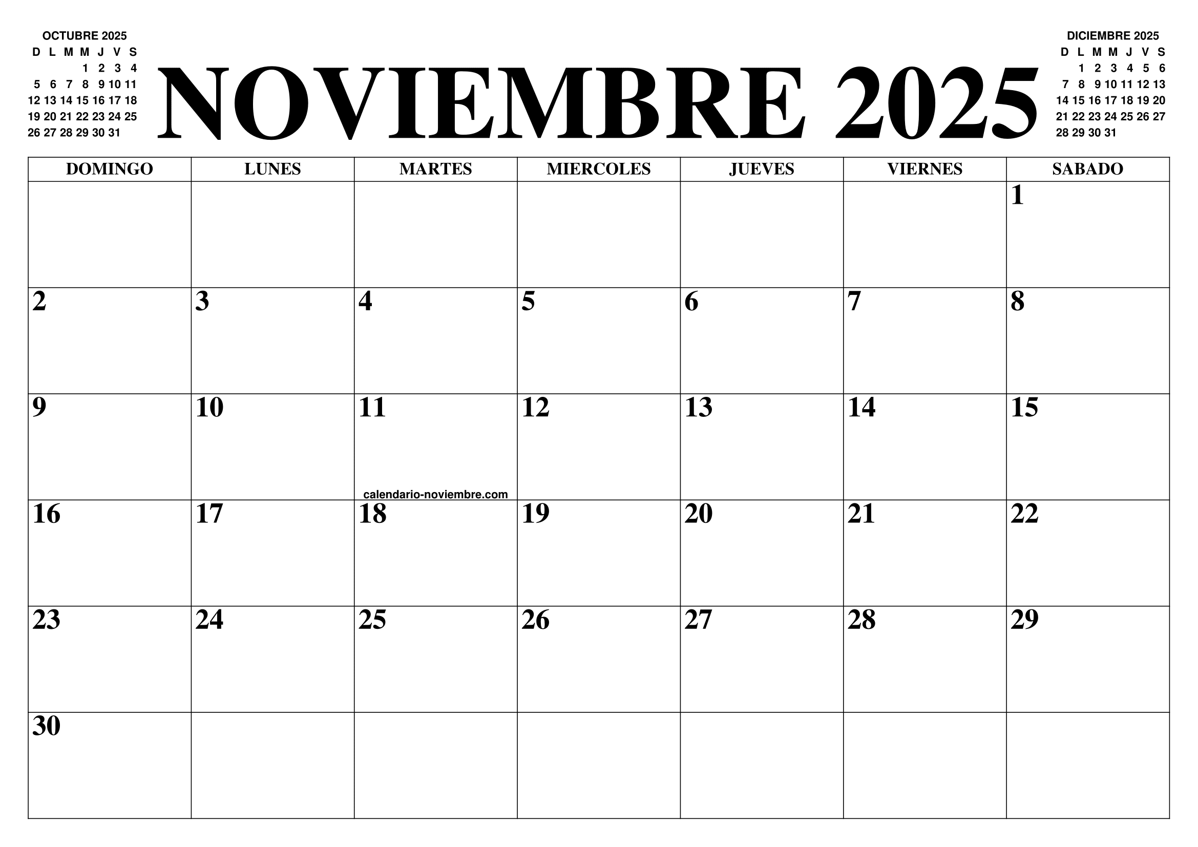 CALENDARIO NOVIEMBRE 2025 2025 EL CALENDARIO NOVIEMBRE 2025 2025